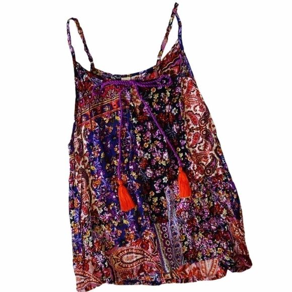 NWT RAGA Boho Paisley Tassel Tank - Picture 1 of 5